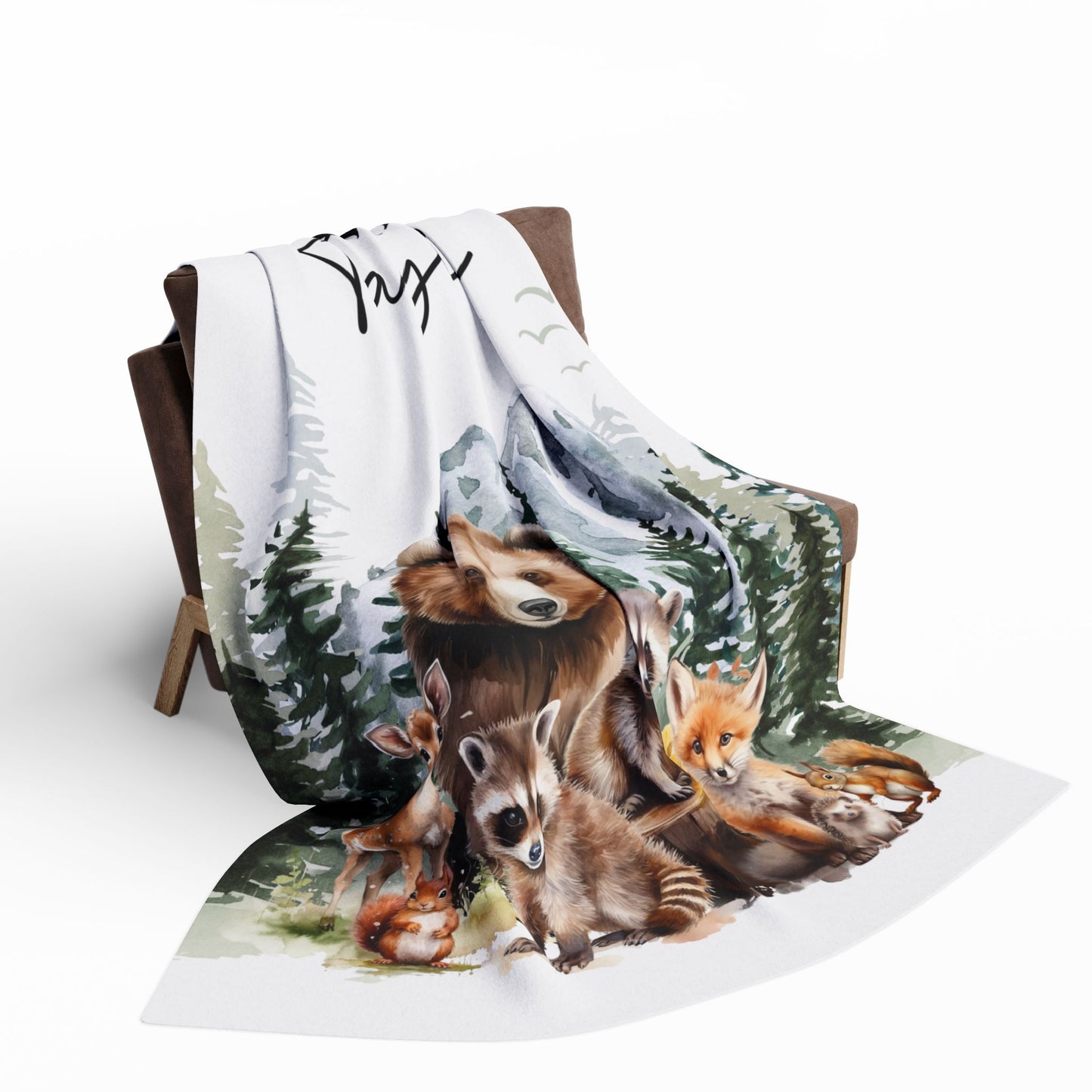 Personalized Woodland Themed Fleece Blanket