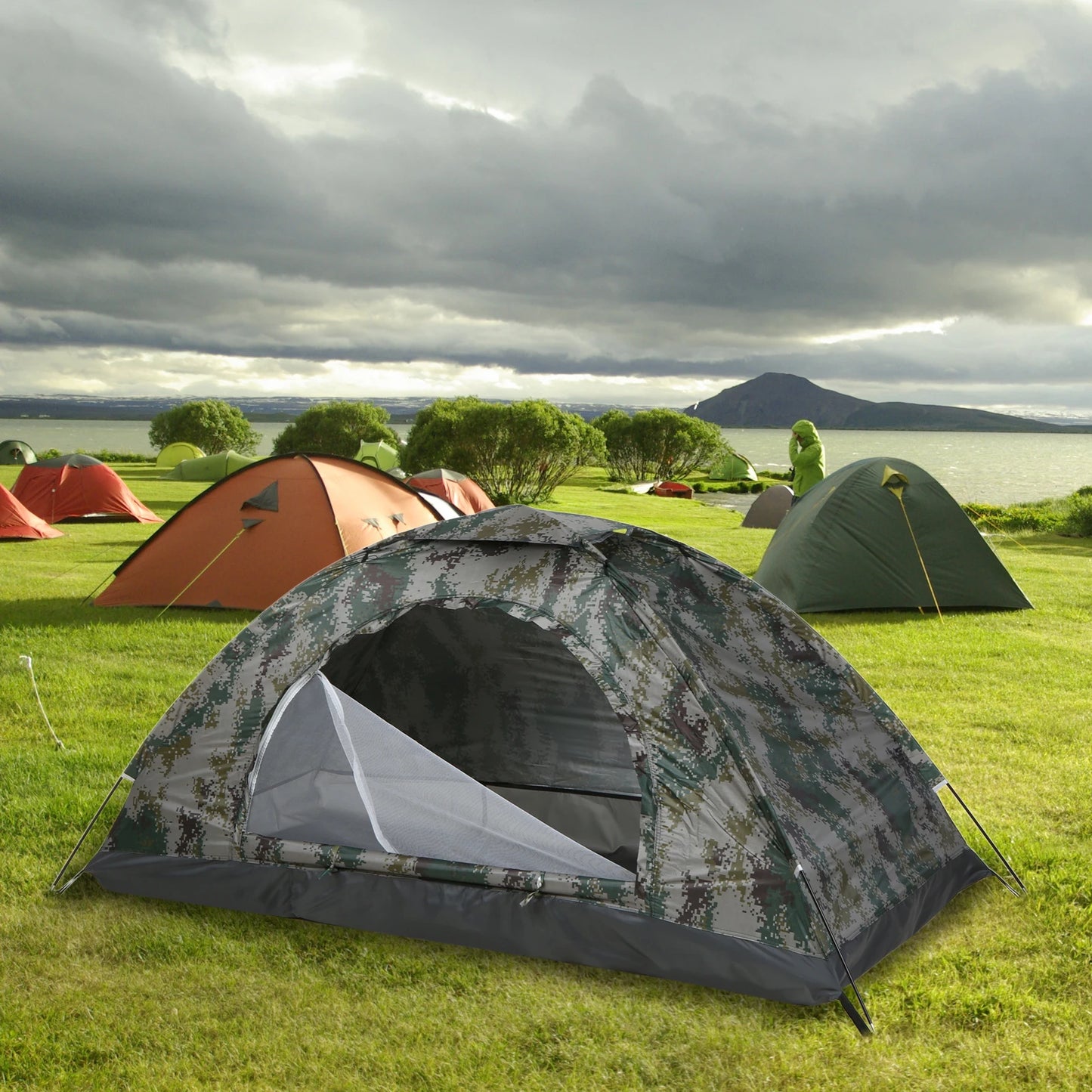 TOMSHOO 2-Person Summer Trekking Tent – Lightweight Outdoor Camping Tent with Waterproof Nylon