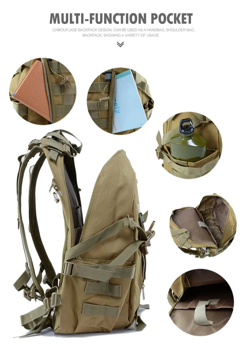 Durable Tactical Sling Backpack – Water-Resistant Oxford Rucksack with MOLLE System for Outdoor Adventure