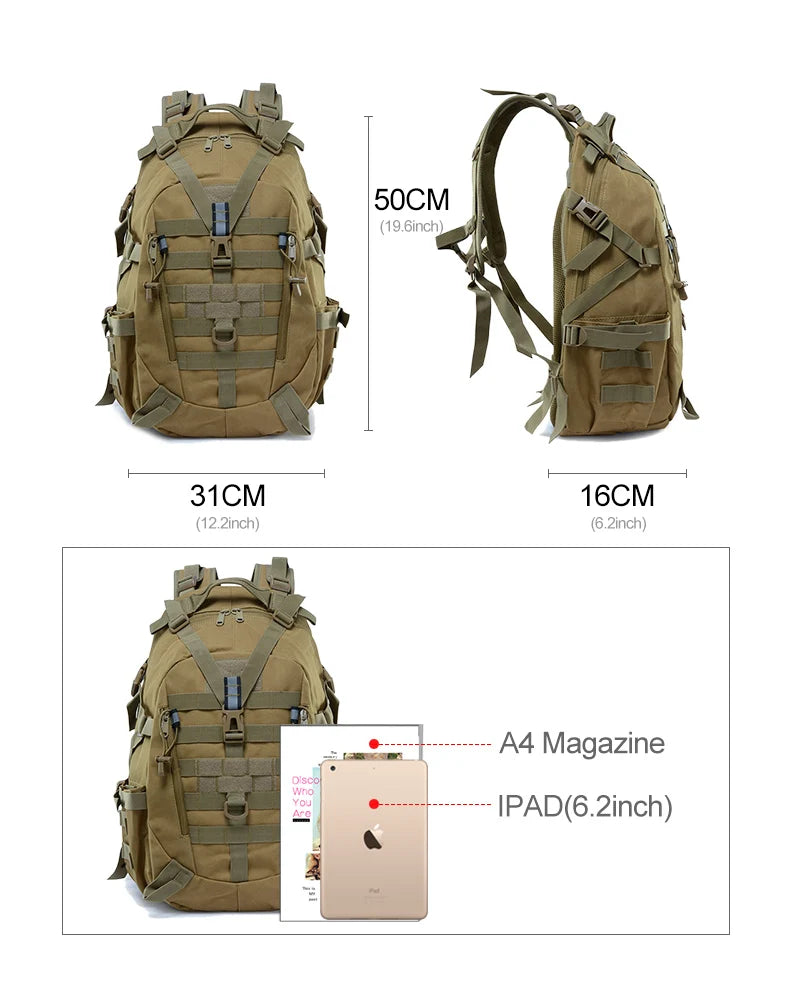 Durable Tactical Sling Backpack – Water-Resistant Oxford Rucksack with MOLLE System for Outdoor Adventure