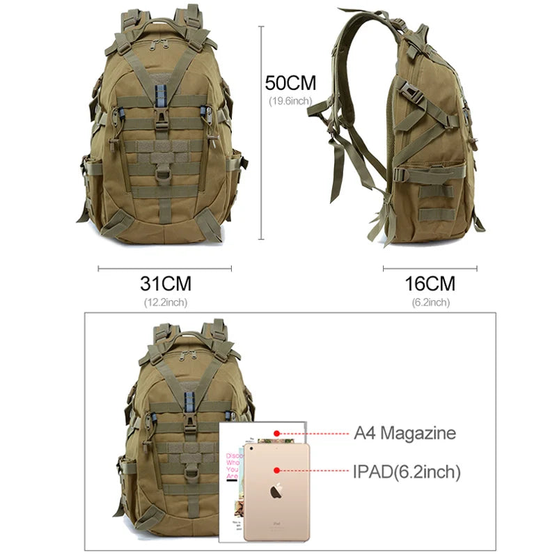 Durable Tactical Sling Backpack – Water-Resistant Oxford Rucksack with MOLLE System for Outdoor Adventure