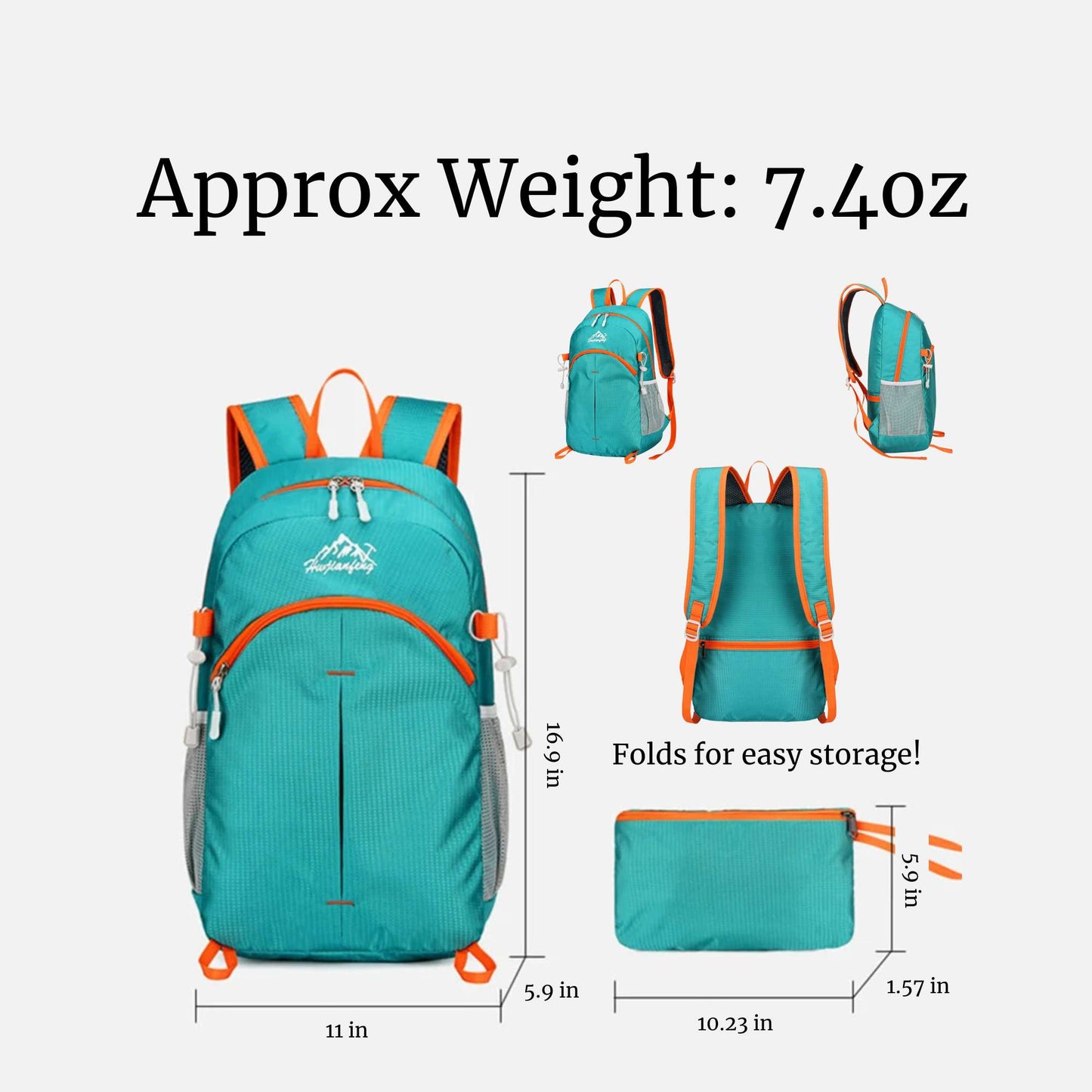Portable Foldable Backpack for Day Hiking, Climbing, Biking-Lightweight Travel Bag Water Resistant