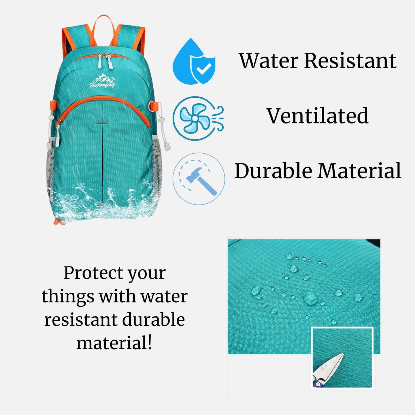 Portable Foldable Backpack for Day Hiking, Climbing, Biking-Lightweight Travel Bag Water Resistant