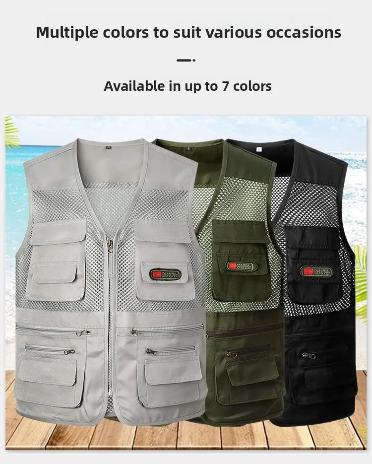 Loose Fit/Large Size Breathable Fly Fishing Vest – Summer Outdoor Multi-Pocket Vest for Fly-Fishing Anglers