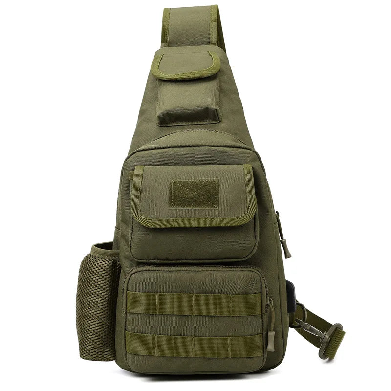 Tactical Crossbody Chest Bag with USB Charging Port β Durable Sling Backpack for Biking, Hiking, Travel