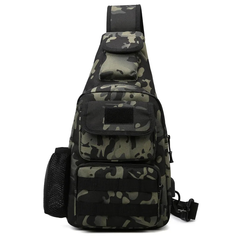 Tactical Crossbody Chest Bag with USB Charging Port β Durable Sling Backpack for Biking, Hiking, Travel