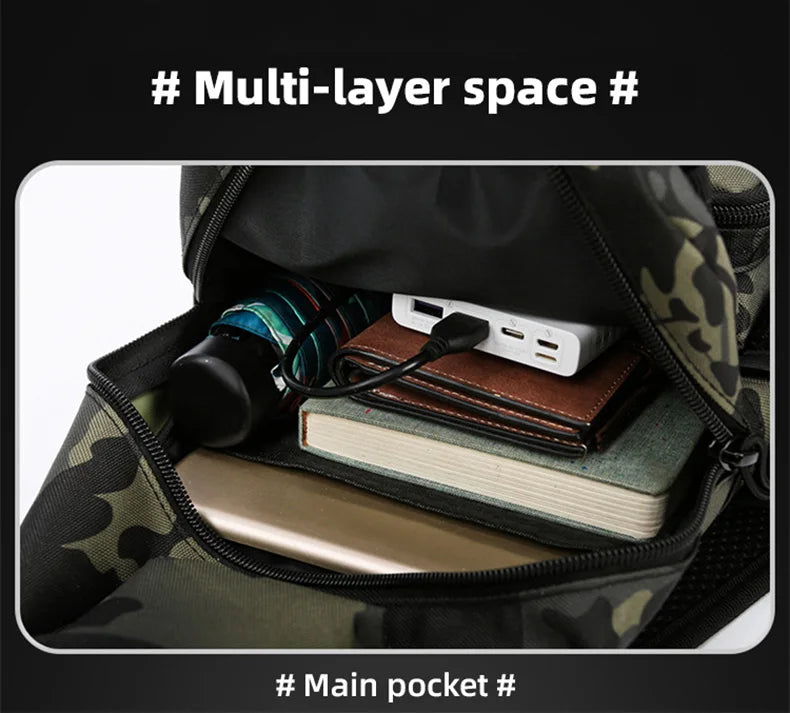 Tactical Crossbody Chest Bag with USB Charging Port β Durable Sling Backpack for Biking, Hiking, Travel