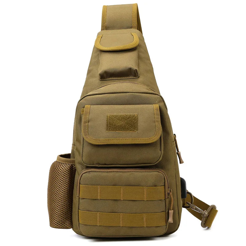 Tactical Crossbody Chest Bag with USB Charging Port β Durable Sling Backpack for Biking, Hiking, Travel