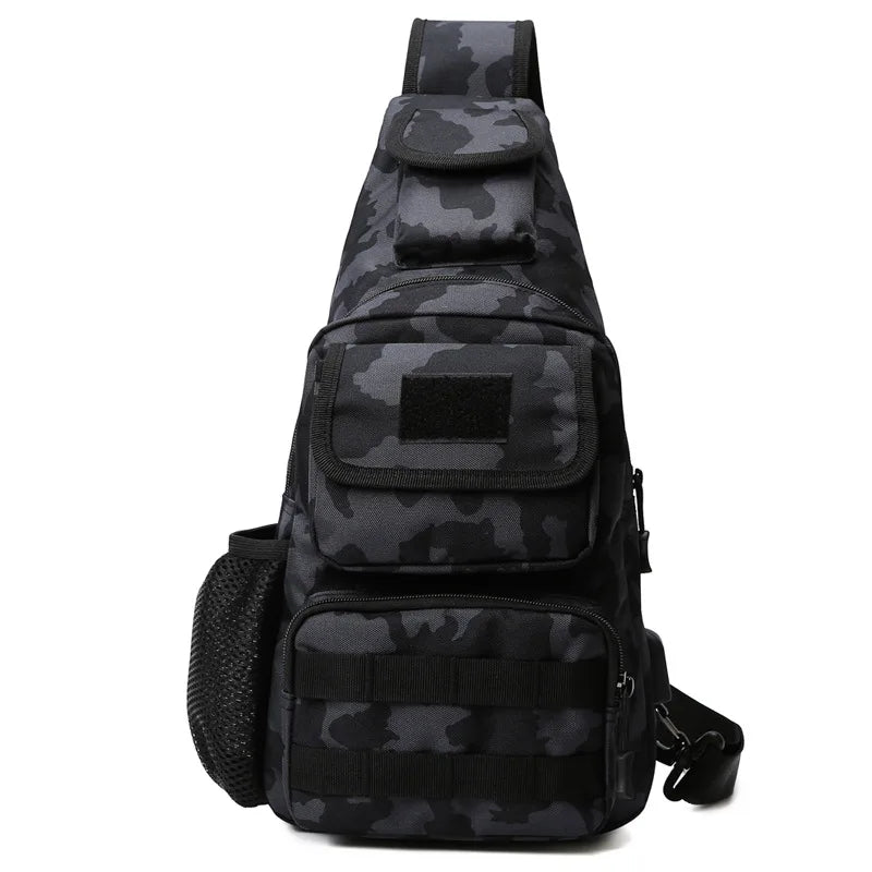 Tactical Crossbody Chest Bag with USB Charging Port β Durable Sling Backpack for Biking, Hiking, Travel