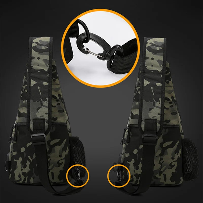 Tactical Crossbody Chest Bag with USB Charging Port β Durable Sling Backpack for Biking, Hiking, Travel