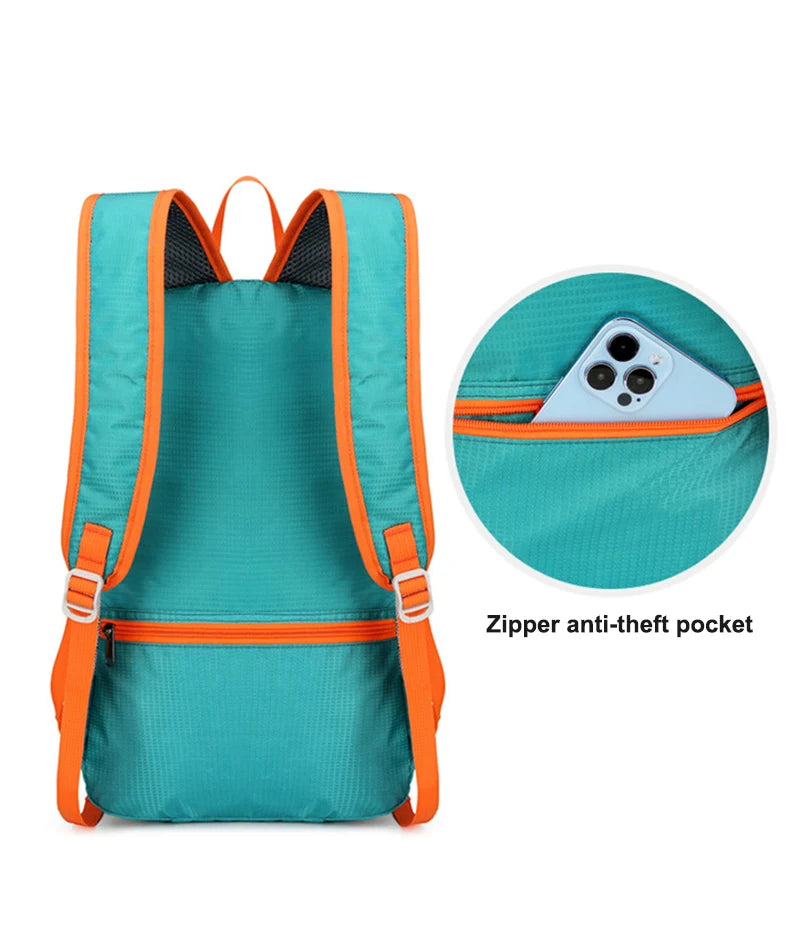 Portable Foldable Backpack for Day Hiking, Climbing, Biking-Lightweight Travel Bag Water Resistant