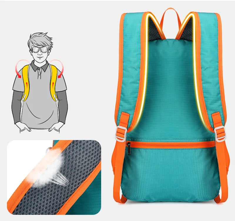 Portable Foldable Backpack for Day Hiking, Climbing, Biking-Lightweight Travel Bag Water Resistant