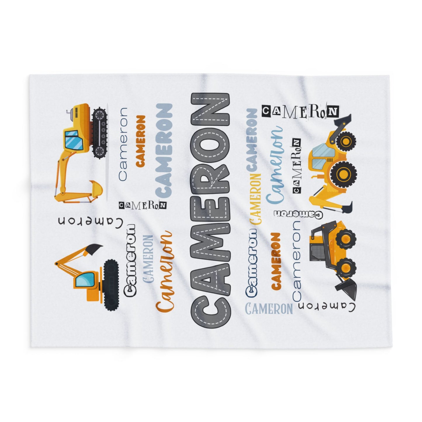 Personalized Construction, Heavy Equipment Blanket For Kids