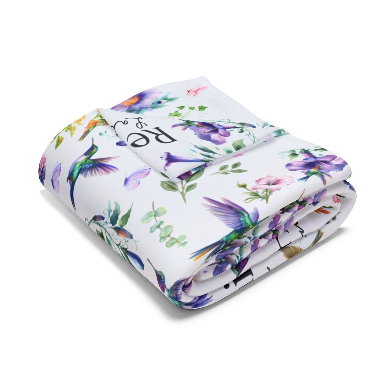 Personalized Hummingbirds and Watercolor Florals in Purple