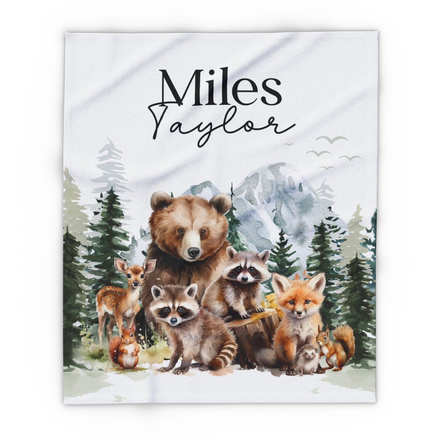 Personalized Woodland Themed Fleece Blanket
