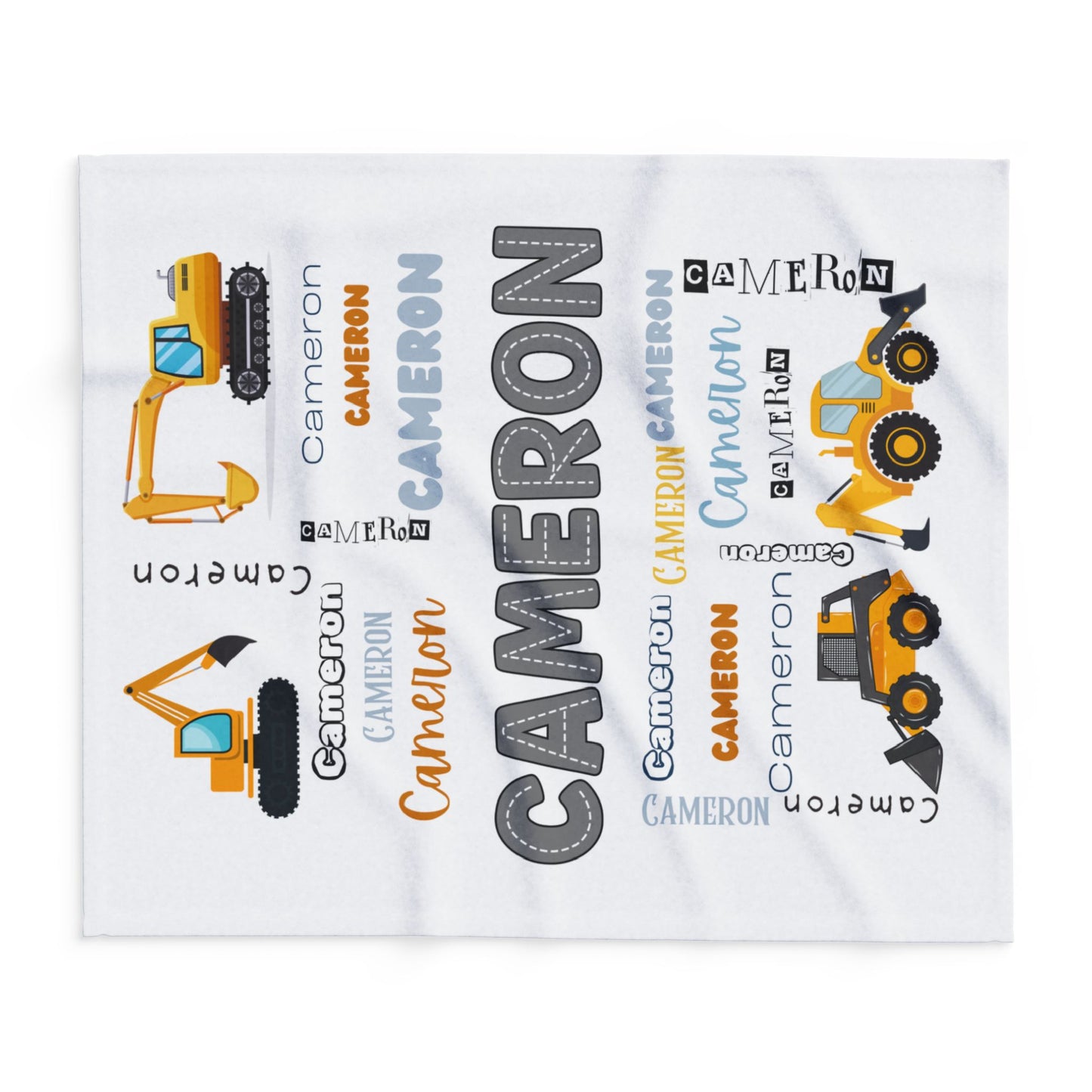 Personalized Construction, Heavy Equipment Blanket For Kids