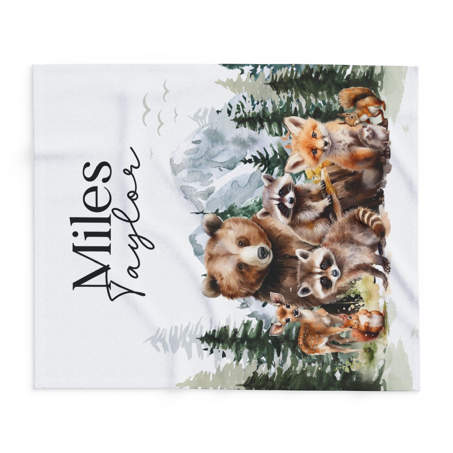 Personalized Woodland Themed Fleece Blanket