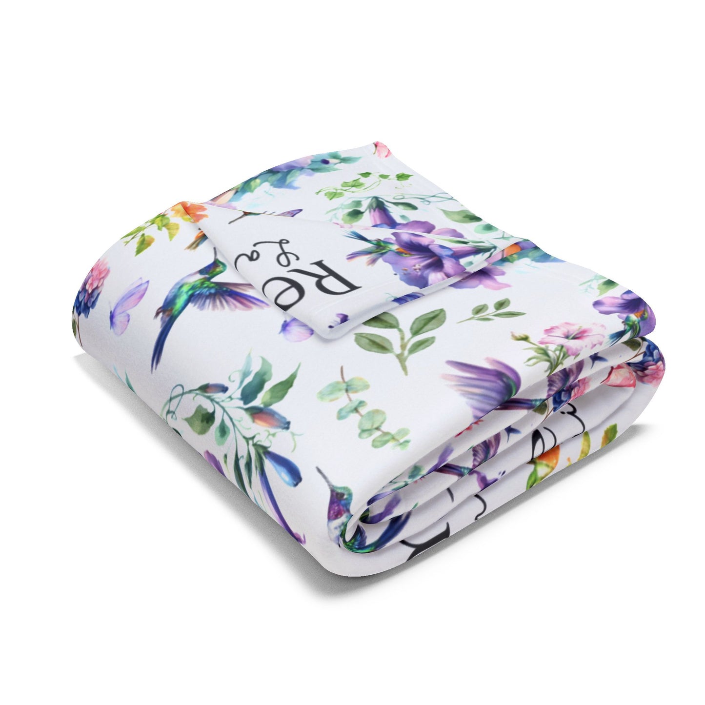 Personalized Hummingbirds and Watercolor Florals in Purple