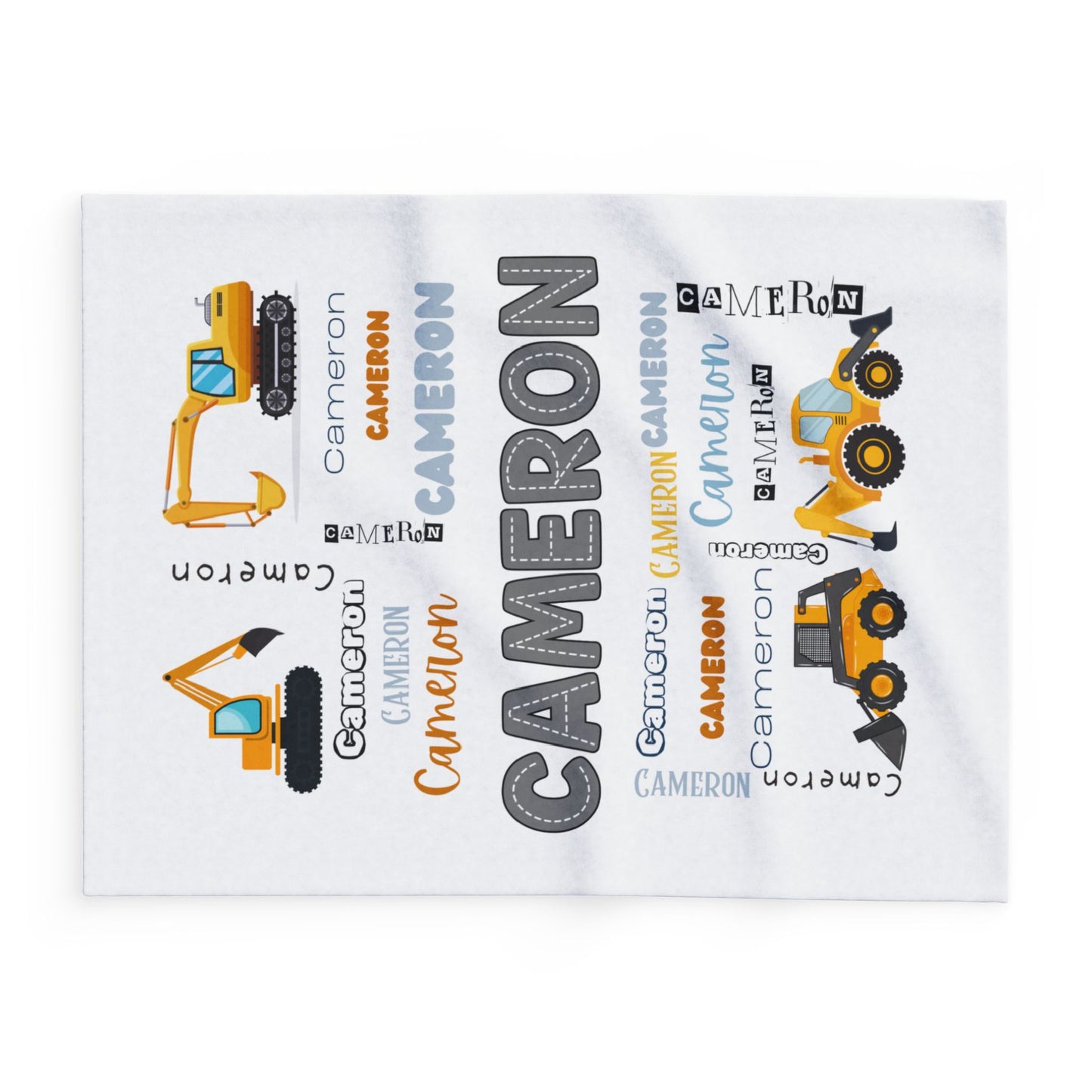 Personalized Construction, Heavy Equipment Blanket For Kids