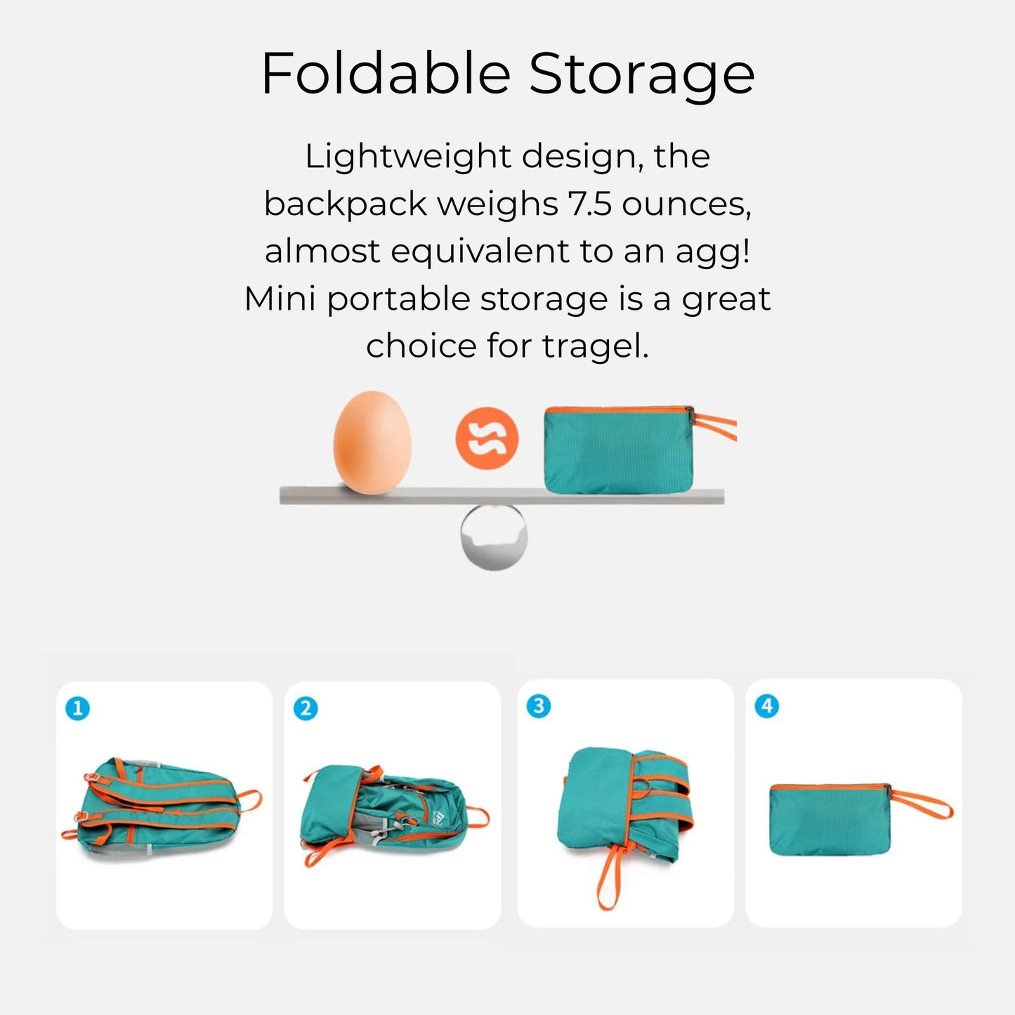Portable Foldable Backpack for Day Hiking, Climbing, Biking-Lightweight Travel Bag Water Resistant