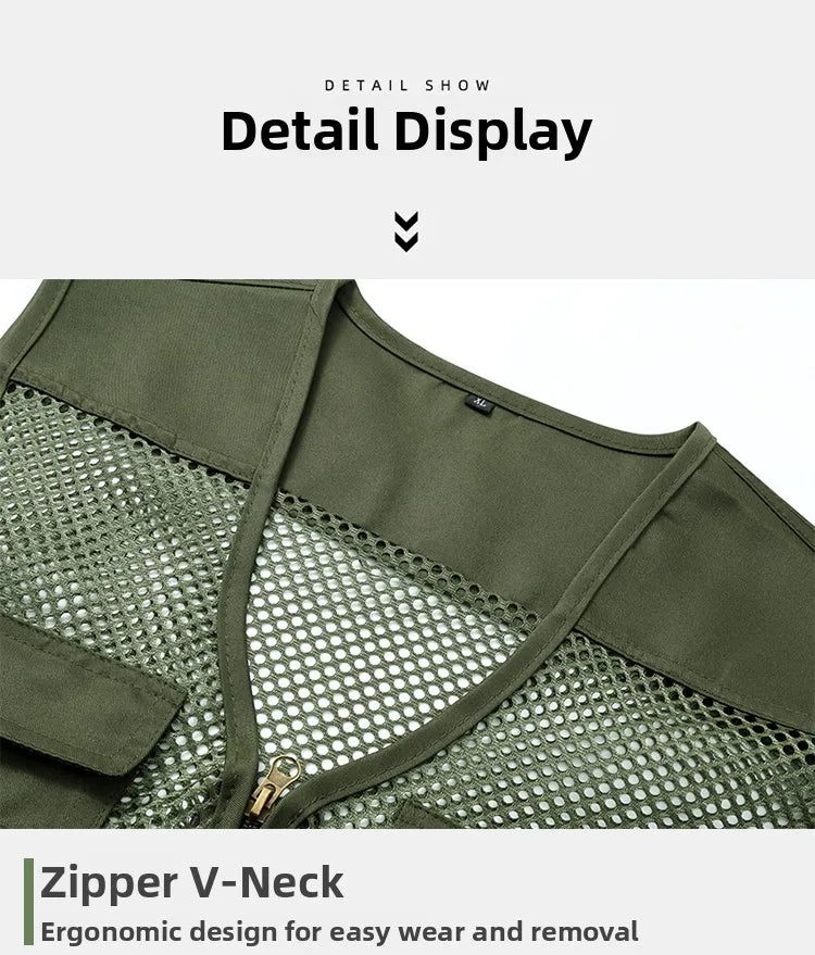 Loose Fit/Large Size Breathable Fly Fishing Vest – Summer Outdoor Multi-Pocket Vest for Fly-Fishing Anglers