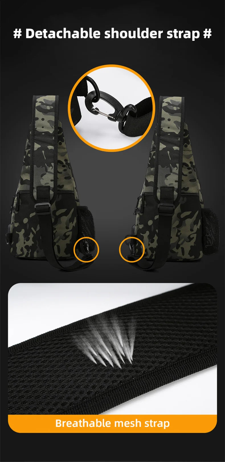 Tactical Crossbody Chest Bag with USB Charging Port – Durable Sling Backpack for Biking, Hiking, Travel