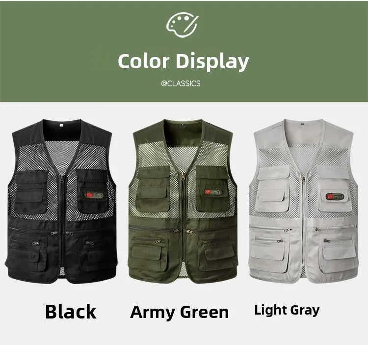 Loose Fit/Large Size Breathable Fly Fishing Vest – Summer Outdoor Multi-Pocket Vest for Fly-Fishing Anglers